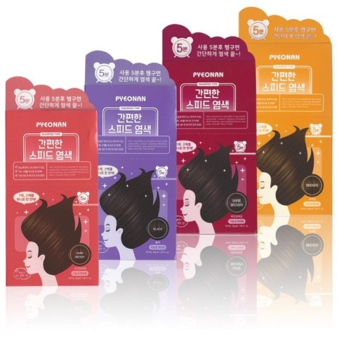 PYEONAN, a hair brand of Saerom Cosmetics Co., Ltd. provides a solution for troublesome premature greying of hair with 14 ingredients derived from nature. PYEONAN Easy-to-Use Speedy Hair Dye comes in 4 different colors including black, dark brown, brown and wine brown. (Photo: Business Wire)