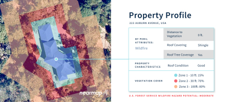 Cape Analytics' defensible space solution provides information about vegetation clearance and fuel load for individual properties. (Graphic: Business Wire)