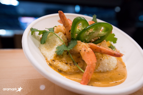 Aramark will serve four signature menu items inspired by each school’s hometown at the 2019 Men’s Final Four at U.S. Bank Stadium in Minneapolis, MN, including the Wahoo Shrimp and Grits. (Photo: Business Wire)