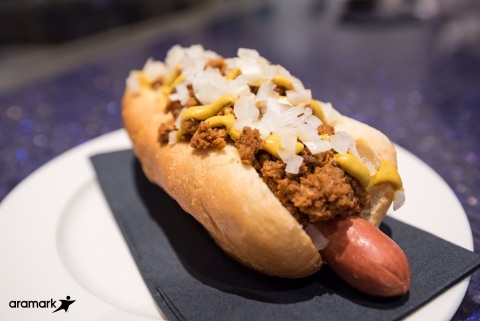 Aramark will serve four signature menu items inspired by each school’s hometown at the 2019 Men’s Final Four at U.S. Bank Stadium in Minneapolis, MN, including the Spartan Coney Dog. (Photo: Business Wire)