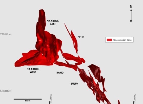 Figure 4: Plan view of the Madrid North deposit showing the location of Naartok West, Naartok East, Rand, Spur and Suluk zones (Graphic: Business Wire)