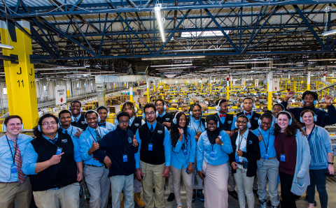 KIPP Columbus students tour an Amazon fulfillment center as part of Amazon Future Engineer robotics  ... 