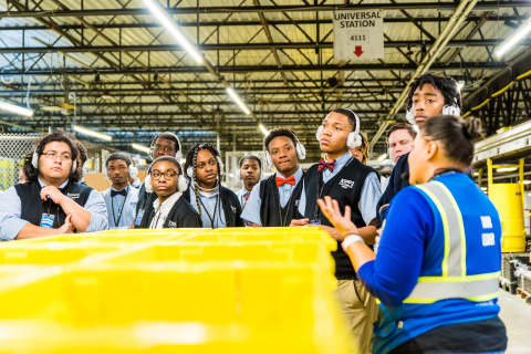 KIPP Columbus students tour an Amazon fulfillment center as part of Amazon Future Engineer robotics grant program. (Photo: Business Wire)