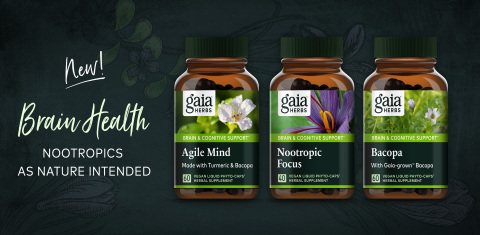 Gaia Herbs Nootropic Line - Agile Mind, Nootropic Focus, Bacopa (Graphic: Business Wire)