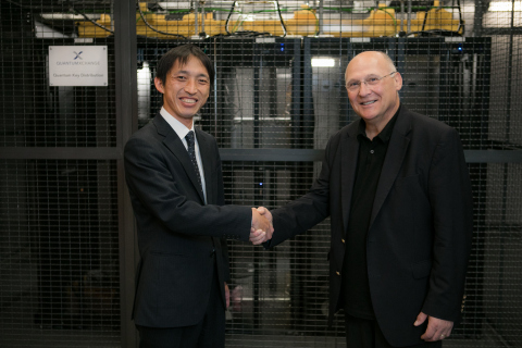 Shinya Murai, QKD Project Manager of Toshiba Corp (left), and John Prisco, President and CEO of Quantum Xchange (right) meet in New York City to announce the enhanced capacity of the Phio network. (Photo: Business Wire)