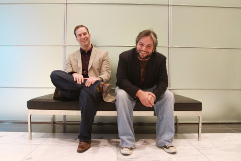 Chris DeRamus, CTO and co-founder of DivvyCloud, with Brian Johnson, CEO and co-founder of DivvyClou ... 