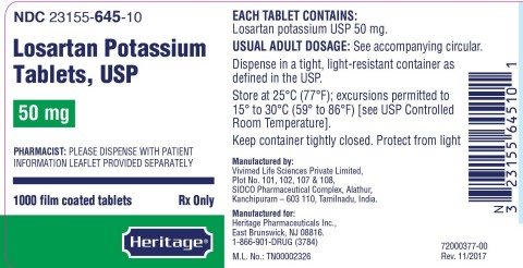 50mg 1000s label for Heritage (Graphic: Business Wire)
