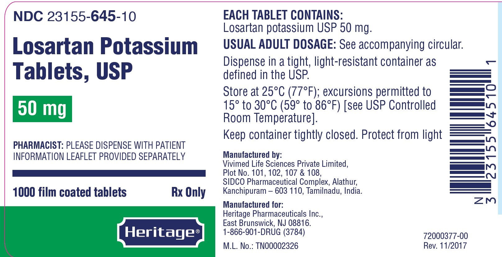 Nationwide Recall of Losartan Potassium