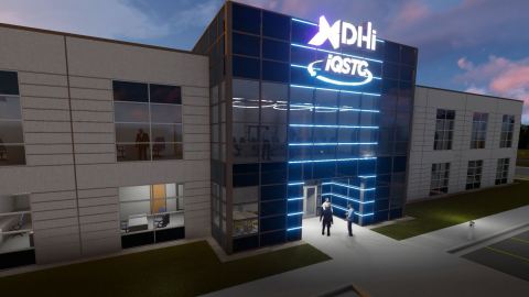 Digital illustration of the entrance to DHI Telecom's new international headquarters. - Jackson & Ry ... 