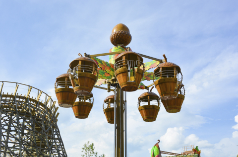 The Treetop Tower gives guests a sky-high view of Wildwood Grove as they soar in the air, seated inside giant acorns. One of the newest attractions in Wildwood Grove, Treetop Tower is the first ride guests see when they visit the largest expansion in Dollywood’s history. (Photo: Business Wire)