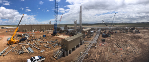 Construction of Steamboat I, Meritage Midstream’s natural gas cryogenic processing plant in Wyoming’s Powder River Basin (Converse County). (Photo: Business Wire)