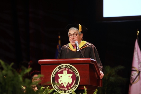 Stanley Bergman, Chairman of the Board and CEO for Henry Schein, Inc., lends his wisdom to graduates at Meharry Medical College’s 144th Commencement Exercises Saturday, May 18, 2019. Bergman was the main speaker for the event. Henry Schein, Inc. is a global Fortune 500® company and the world's largest provider of health care products and services to office-based dental and medical practitioners. (Photo: Business Wire)