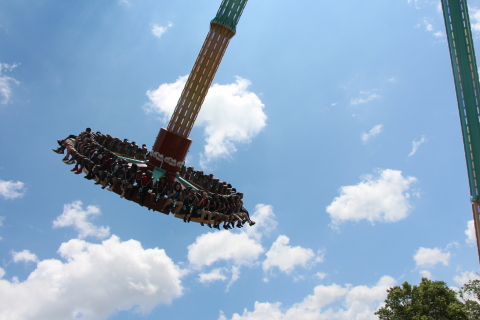 (Image) Pandemonium is an oversized pendulum ride that sends riders on a dizzying journey to extreme heights; delivering epic, high-flying thrills for guests of all ages. Pandemonium is the centerpiece of the new ScreamPunk-themed area at Six Flags Over Georgia, featuring revamped food locations and shopping experiences. (Photo: Six Flags Over Georgia)