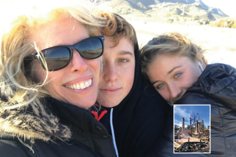 Emily Scher and her family along with the remains of her home after the Woolsey fire. (Photo: Business W ... 