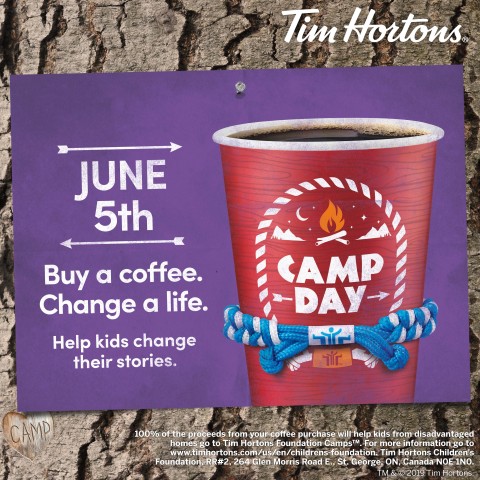 Your coffee purchase can help change a life on Tim Hortons® Camp Day (Photo: Business Wire)