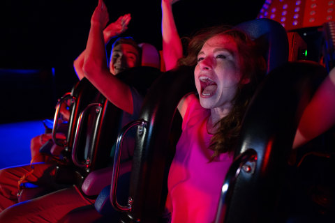 Six Flags New England opened its newest thrill ride—CYBORG Hyper Drive. This hi-tech attraction will enthrall thrill seekers with a dynamic ride experience, futuristic lighting and sound effects. (Photo: Business Wire)