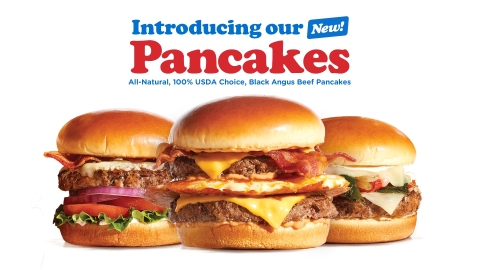 IHOP unveils three new all-natural, 100% USDA Choice, Black Angus beef “Pancakes”: The Big IHOP Pancake Burger, Garlic Butter Steakburger and Loaded Philly Steakburger. (Graphic: Business Wire)