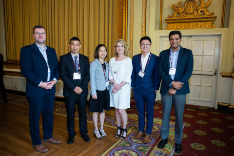 From L to R: Martin Hirche (3rd Dissertation); Junzhou Zhang (2nd Proposal); Anh Dang (2nd Dissertation); Michelle Haurilak (Director Public Relations, Digital & Product Marketing, MK Canada); Shaobo Li (1st Proposal); Kiran Pedada (1st Dissertation). (Photo: Mary Kay Inc.)