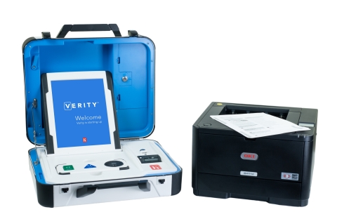 The Verity Touch Writer ballot marking device provides true equality of access to all voters, with adjustable video and audio settings, the ability to use adaptive devices that meet ADA standards and many other voter personalization options. (Photo: Business Wire)