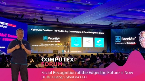 CyberLink’s CEO Dr. Jau Huang Shared Insights about the Future of AI Facial Recognition in an On-Stage Speech at 2019 COMPUTEX Forum. (Graphic: Business Wire)