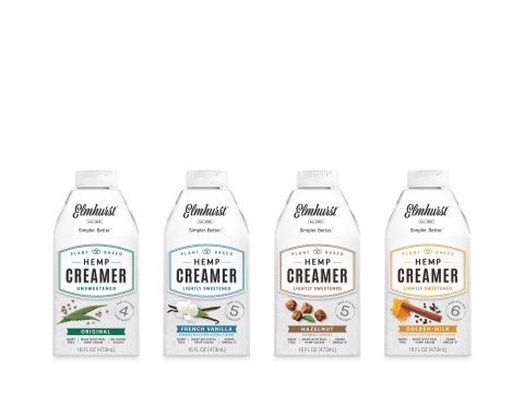 Elmhurst® 1925, maker of simple, nutritious and incredibly delicious plant-based nut and grain milks, is excited to announce the expansion of its Hemp Creamer line with new crowd-pleasing flavors: French Vanilla, Hazelnut and Golden Milk. (Photo: Business Wire)