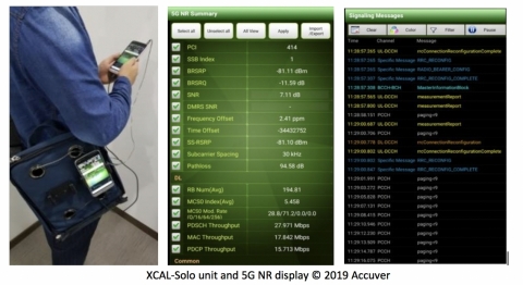 XCAL-Solo unit and 5G NR display © 2019 Accuver