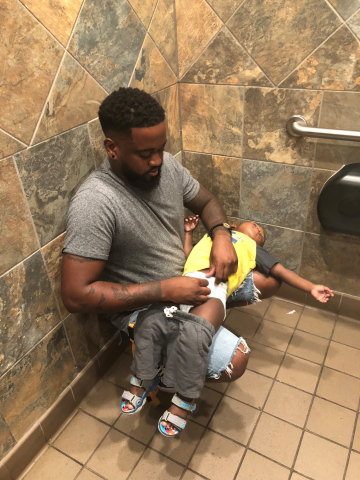 In 2018, Donte Palmer started a movement called #SquatforChange when this photo of him changing his son’s diaper in a public restroom went viral, leading to a partnership announced today with Pampers.