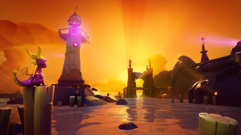On September 3, 2019, the Spyro Reignited Trilogy returns on the Nintendo Switch and Steam for the first time ever. Now players can enjoy the remastered gameplay experience, including Spyro gaze across the gorgeous vista in the Twilight Harbor level of game (as seen above on PC), on the go in Nintendo Switch hand-held mode or with uncapped frame-rate capability on supporting PC systems. (Graphic: Business Wire)