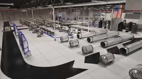 Rendering of Relativity's autonomous rocket factory at NASA Stennis Space Center in Mississippi (Gra ... 