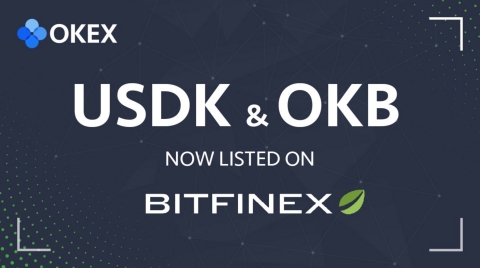 OKEx Native Token OKB and OKLink Stablecoin USDK Listed on Bitfinex (Photo: Business Wire)