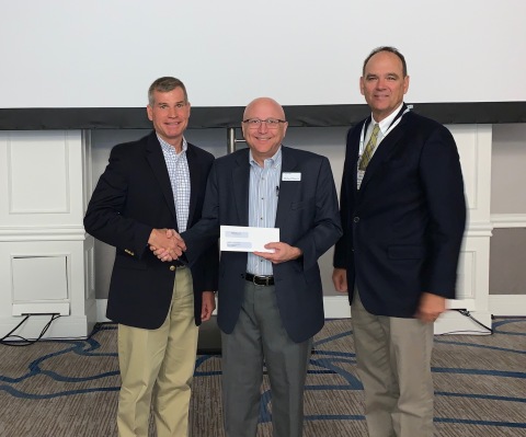 Certis USA annually donates proceeds from its top citrus products to fund research conducted by the Citrus Research and Development Foundation. The 2019 "Certis for Citrus" $20,000 donation was presented by Dr. Michael Dimock, Certis USA Vice-President of Field Development (center) to CRDF officials Rick Dantzler, COO, (right) and Larry Black, Board President (left), at the organization’s board meeting held during the Florida Citrus Industry Annual Conference on June 12. (Photo: Business Wire)