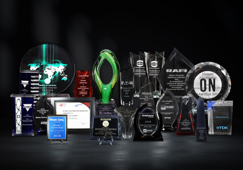 Mouser Electronics has been recognized with a record 40 top business awards from its manufacturer partners for exemplary performance during 2018 and 2019. Mouser received the awards for a variety of accomplishments, including double-digit sales growth, best-in-class global logistics, and fastest new product introductions. (Photo: Business Wire)