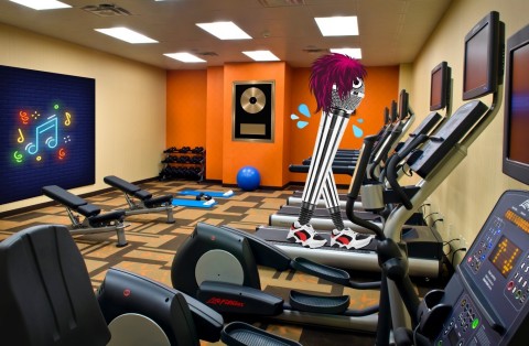 That guitar ain’t gonna smash itself, so pump up your biceps at the fitness center. (Photo: Business Wire)