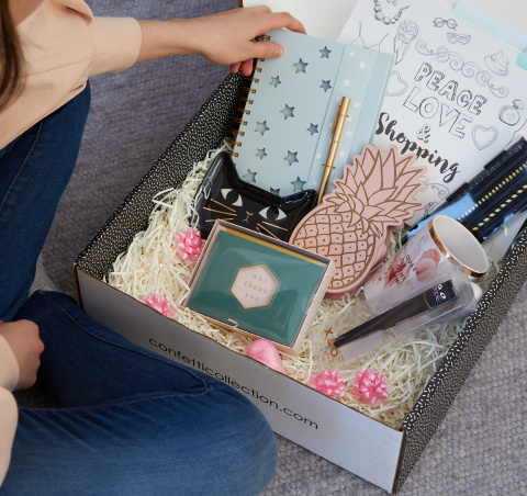 Confetti Collection is a curated collection of coordinated giftables, stationery and other fun items delivered every other month. (Photo: Business Wire) 
