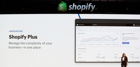 Katie Cerar, Product Lead of Shopify Plus, announces the all-new Shopify Plus at the company’s annual partner conference, Shopify Unite, in Toronto, Canada on June 19, 2019. (Photo: Shopify)