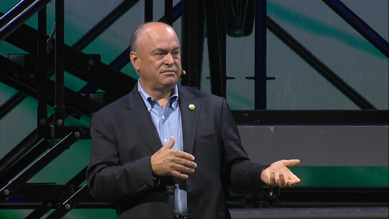 PTC President and CEO Jim Heppelmann begins his keynote speech at the LiveWorx 2019 conference.