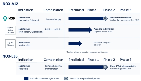 NOXXON's pipeline. The pipeline addresses solid tumors with significant unmet medical needs despite the advances of immune-oncology and targeted therapies using a unique tumor microenvironment approach. (Photo: Business Wire)