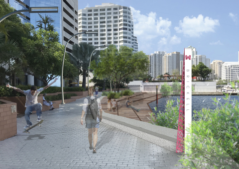 The Miami Baywalk includes a living shoreline that will promote resiliency and new access points where downtown Miami's growing population of residents and visitors can interact with Biscayne Bay. (Photo: Business Wire)