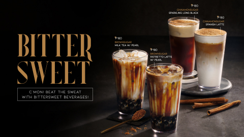 COFFEEBAY, a franchise café brand of Appletree Co., Ltd. in Korea, is set to take the lead in the café industry by launching a lineup of BITTERSWEET beverage products. The lineup includes BROWNSUGAR MILK TEA, a sweet milk tea that’s finished off with copious amounts of brown sugar; BROWN SUGAR RISTRETTO LATTE, which combines strong ristretto with brown sugar to feature truly bittersweet taste; CINNAMONSUGAR SPARKLING LONG BLACK, a long black espresso contains astringent tastes of lemon sparkling water; and CINNAMONSUGAR SPANISH LATTE, which created buzz not just in Korea but in the Philippines, featuring smooth taste flavored from harmony of Spanish condensed milk cream and pungent cinnamon sugar. In the Philippines, the BITTERSWEET products are drawing much attention from local people, spreading quickly all over the country with massive social media postings. (Graphic: Business Wire)
