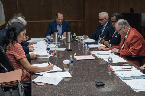 Port Houston Commission Chairman Ric Campo presides over the Port of Houston Authority regular meeting, June 25. Wendy Montoya Cloonan (left foreground) attends her first Port Commission meeting as a Port Commissioner. (Photo: Business Wire)