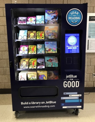JetBlue’s Soar with Reading Initiative lands in New York City, placing free book vending machines in each of the five boroughs in areas of need. (Photo: Business Wire)