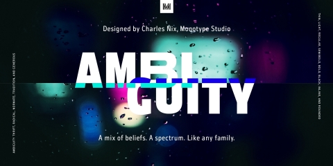 Monotype today unveiled the Ambiguity™ type family, a genre-bending design that merges traditional and contrarian views of letter proportions. (Graphic: Business Wire)