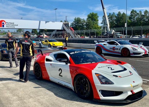 Saleen 1 Cup Cars line up on the grid at Portland International Raceway, Sunday, July 14, 2019. (Photo: Business Wire)