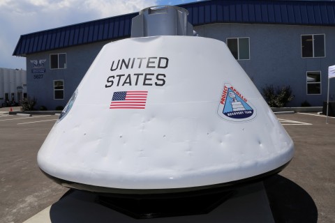 Apollo 16 test capsule is now on public display at SAS Flight Factory in Arvada, CO. (Photo: Business Wire)