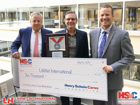 Pictured (left to right): Matt Rice, Henry Schein Dental Sales Representative, Dave Evans, President of LifeNet International, Chris McDougald, Zone General Manager for Henry Schein Medical (Photo: Business Wire)