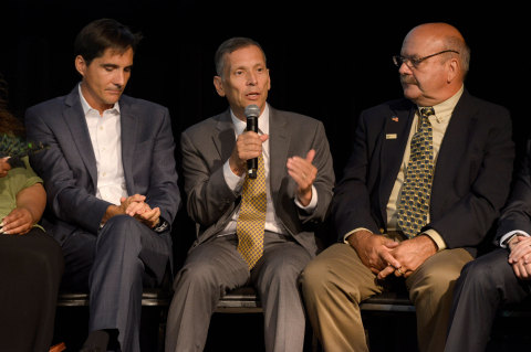 L-R: Scott Kratz, Director, 11th Street Bridge Park; David M. Velazquez, President and CEO, Pepco Holdings; James Foster, President and CEO, Anacostia Watershed Society (Photo: Business Wire)