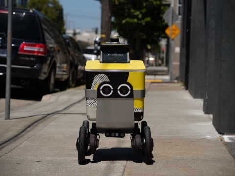 Postmates Serve equipped with the Ouster OS1 lidar sensor. (Photo: Business Wire)