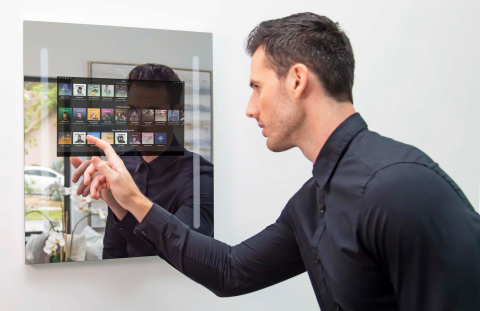 Introducing our Capstone Connected Home Smart Mirror. A voice controlled, touch screen mirror. (Photo: Business Wire)