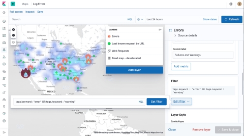 Customize your layers, icons and points with Elastic Maps. (Graphic: Business Wire)