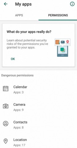 Permission Checker is a new feature in Kaspersky Security Cloud that allows the user to view information about dangerous and special permissions used by different apps on their Android devices. (Graphic: Business Wire)